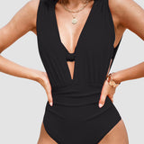 Maillot de baño moldeador de lujo con escote en V profundo