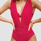 Maillot de baño moldeador de lujo con escote en V profundo