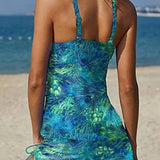Fiesta | Conjunto de tankini floral con gráfico que cubre el vientre