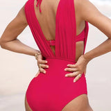 Maillot de baño moldeador de lujo con escote en V profundo
