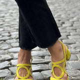 Caliope - Tacones con Punta Cuadrada y Corte Redondo para Verano