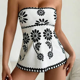 Margarita | Conjunto tankini con estampado de margaritas que cubre el vientre