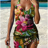 Fiesta | Conjunto de tankini floral con gráfico que cubre el vientre