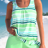 Alma | Tankini a rayas de corte relajado que no aprieta