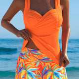 Abigail | Tankini Elegante con Falda Tropical