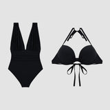 Maillot de baño moldeador de lujo con escote en V profundo