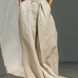 Conjunto Minimalista de Blusa Sin Mangas y Pantalón Ancho de Algodón y Lino