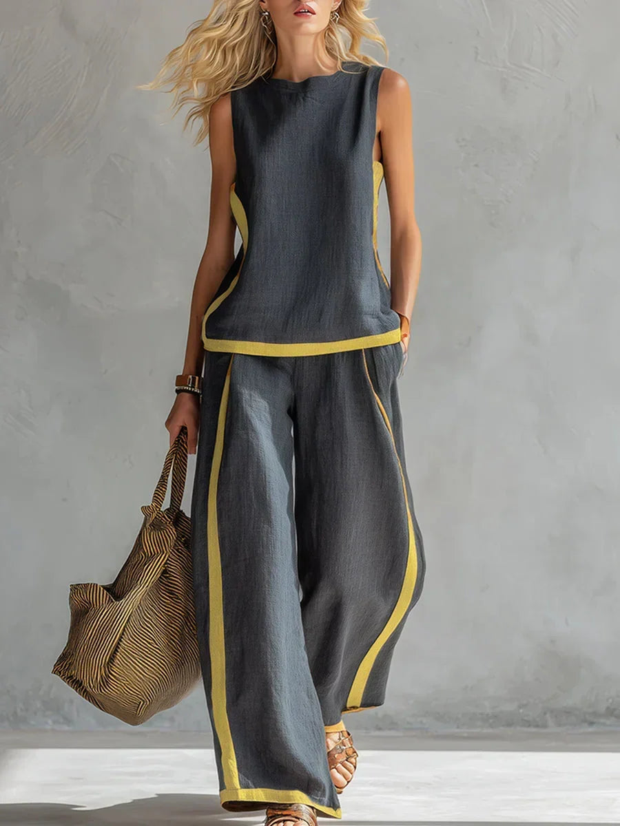 Úrsula | Conjunto Elegante y Desenfadado de Chaleco y Pantalón con Acabados Bicolor