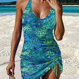 Fiesta | Conjunto de tankini floral con gráfico que cubre el vientre