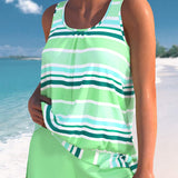 Alma | Tankini a rayas de corte relajado que no aprieta