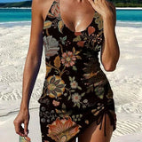 Fiesta | Conjunto de tankini floral con gráfico que cubre el vientre