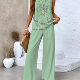 Ovelynra™ | Top Sin Mangas y Pantalón Ancho