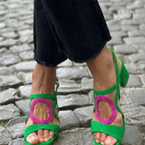 Caliope - Tacones con Punta Cuadrada y Corte Redondo para Verano