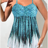 Perla | Conjunto de vestido de baño con estampado de sirena que cubre el vientre