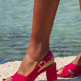 Anaís - Sandalias con tacón de bloque y  tira cruzada