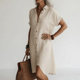 Timéa™ — Vestido camisero midi transpirable, elegancia parisina
