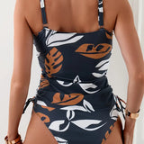 Isla | Conjunto de tankini con estampado de hojas tropicales