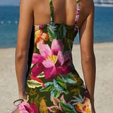 Fiesta | Conjunto de tankini floral con gráfico que cubre el vientre