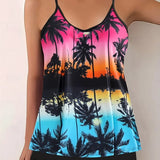 La Habana | Conjunto de tankini con estampado tropical y shorts de baño