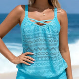 Cristal | Conjunto de tankini superpuesto de encaje que cubre el vientre