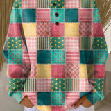 Claudia | Jersey patchwork en rosa y turquesa