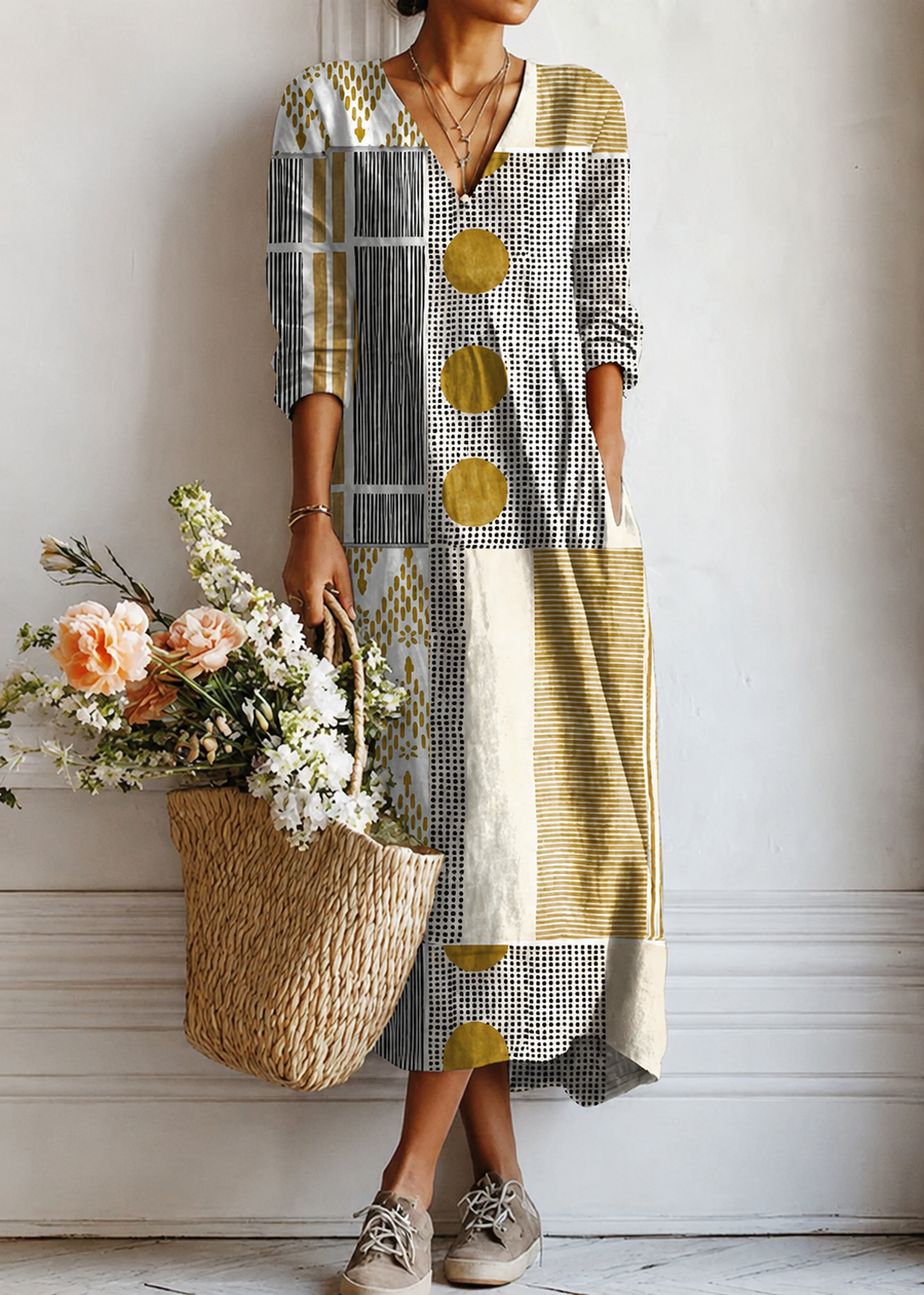 Matilde | Vestido largo elegante de patchwork
