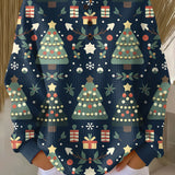Rosa | Jersey navideño azul oscuro con abetos