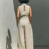Conjunto Minimalista de Blusa Sin Mangas y Pantalón Ancho de Algodón y Lino