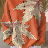 Teresa | Jersey naranja con hojas de otoño