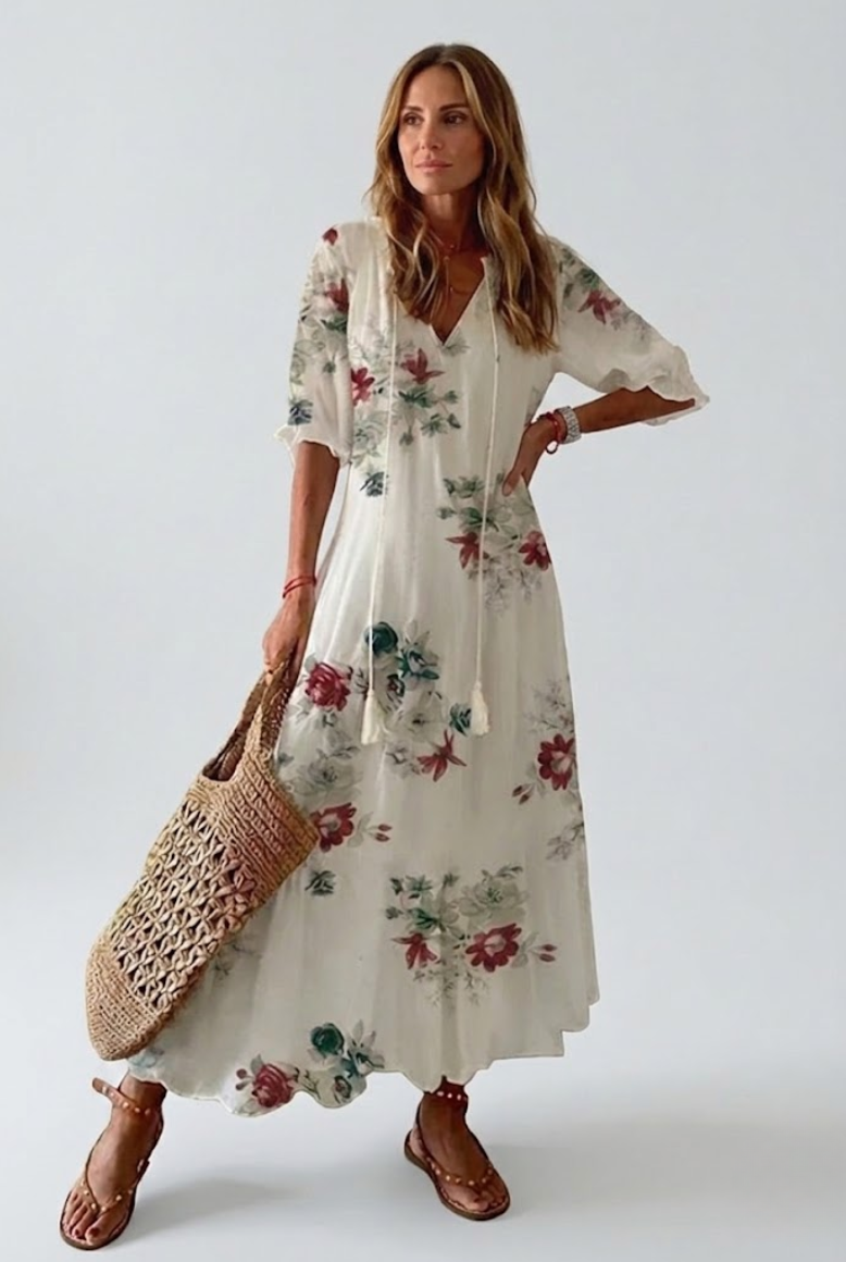 Élodie™ — Vestido maxi floral de terciopelo elegante