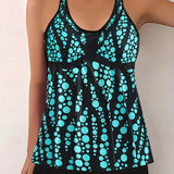 Jade | Conjunto de tankini con estampado de burbujas que cubre el vientre