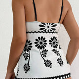 Margarita | Conjunto tankini con estampado de margaritas que cubre el vientre