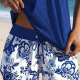 Marie | Top y pantalones cortos de tankini impresos de dos piezas