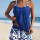 Marie | Top y pantalones cortos de tankini impresos de dos piezas