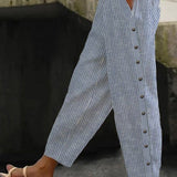 Linaya - Pantalones a Rayas con Botones