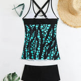 Jade | Conjunto de tankini con estampado de burbujas que cubre el vientre