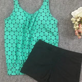 Punto | Conjunto de tankini de lunares que cubre el vientre con shorts de baño