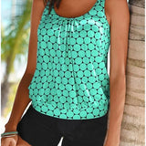 Punto | Conjunto de tankini de lunares que cubre el vientre con shorts de baño