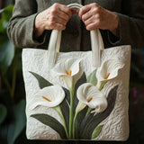Bolso Artesanal Acolchado - Lirios Blancos