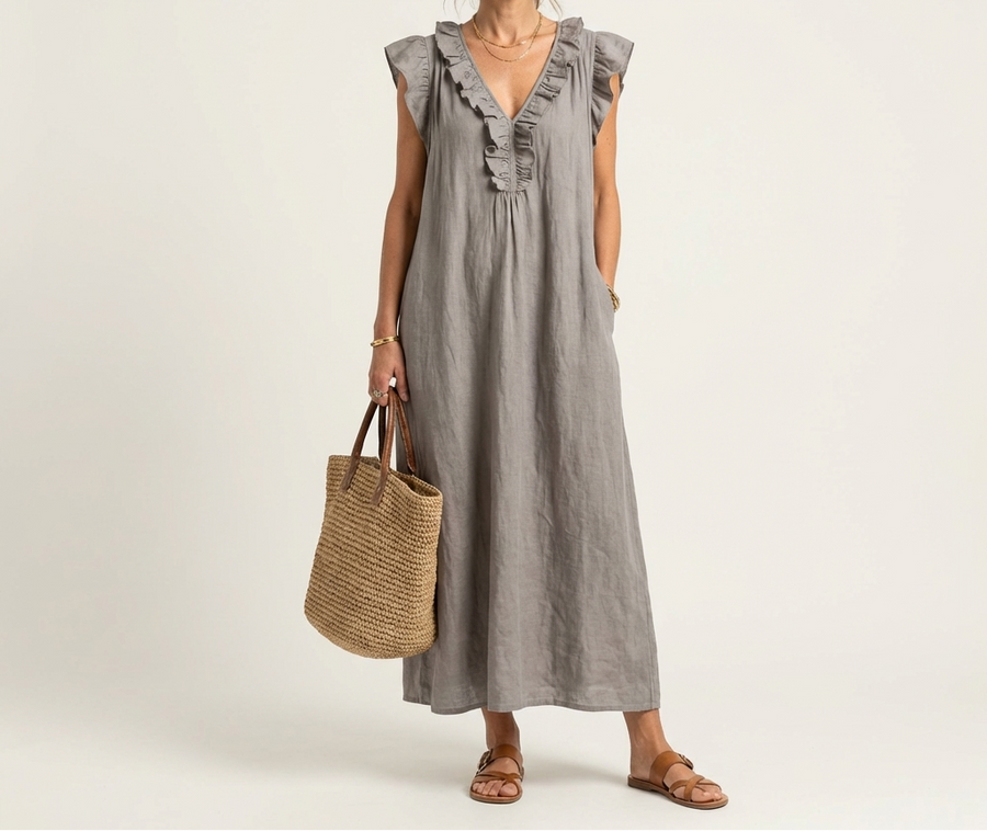 Josefina | Vestido Maxi con Escote en V y Volantes
