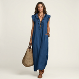 Josefina | Vestido Maxi con Escote en V y Volantes