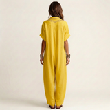Petra | Vestido Maxi en Lino con Cuello y Escote en V Bordado