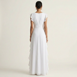 Celeste | Vestido Maxi Cruzado con Escote en V, Manga Mariposa y Volante Cascada