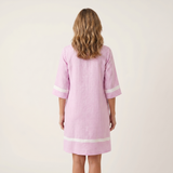 Silvia | Vestido Recto de Rayas en Algodón con Escote en V y Ribete Contraste