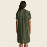 Florencia | Vestido Camisero Midi en Algodón y Lino con Puños Remangados