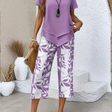 Avy™ | Conjunto Casual de Dos Piezas con Estampado de Hojas