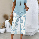 Avy™ | Conjunto Casual de Dos Piezas con Estampado de Hojas