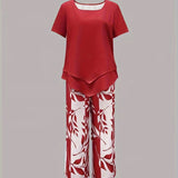 Avy™ | Conjunto Casual de Dos Piezas con Estampado de Hojas