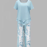Avy™ | Conjunto Casual de Dos Piezas con Estampado de Hojas