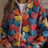 Encarna | Cárdigan de punto con motivo de corazones multicolores